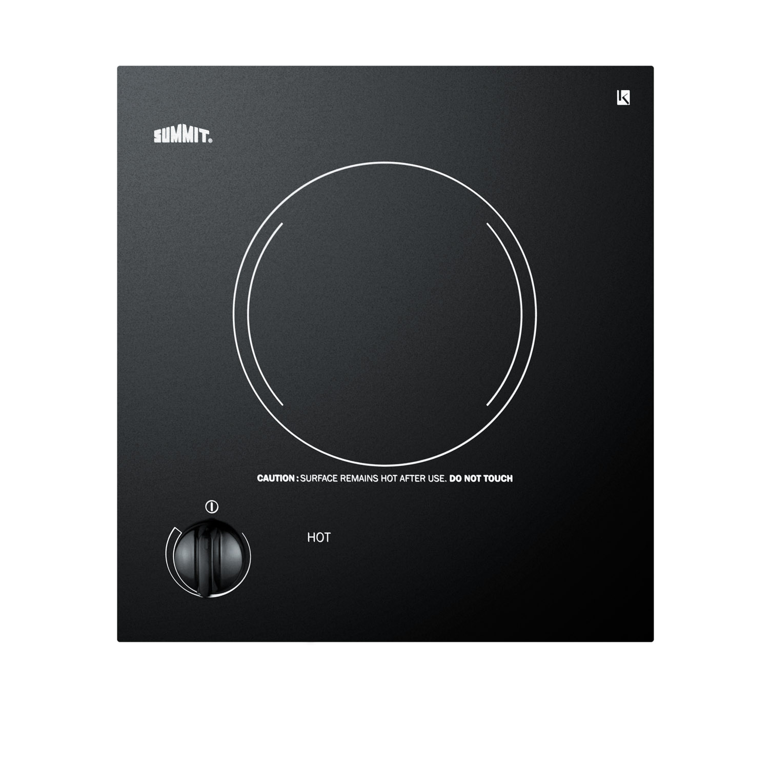 115V single burner cooktop in black ceramic glass, made in Europe